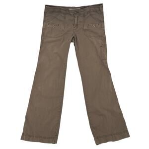 Anthropologie Y2K Green Cargo Pants Size 14 Grunge Indie Distressed